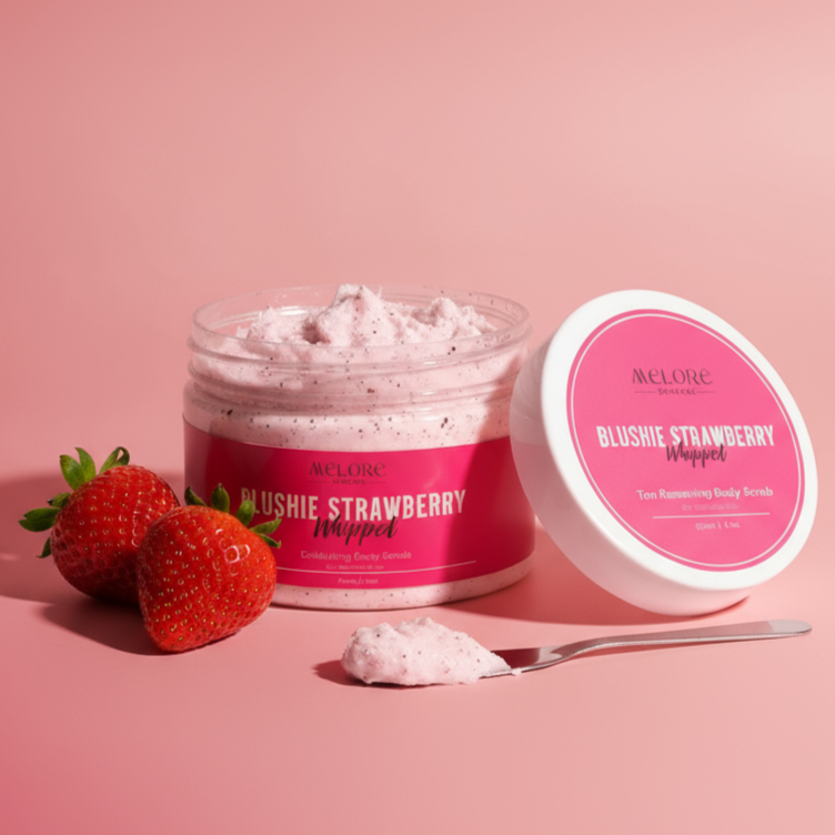 🍓Blushie Strawberry Whipped - 250g Exfoliating Body Scrub For Sensitive Skin- Infused with Glycolic Acid (AHA)🍓