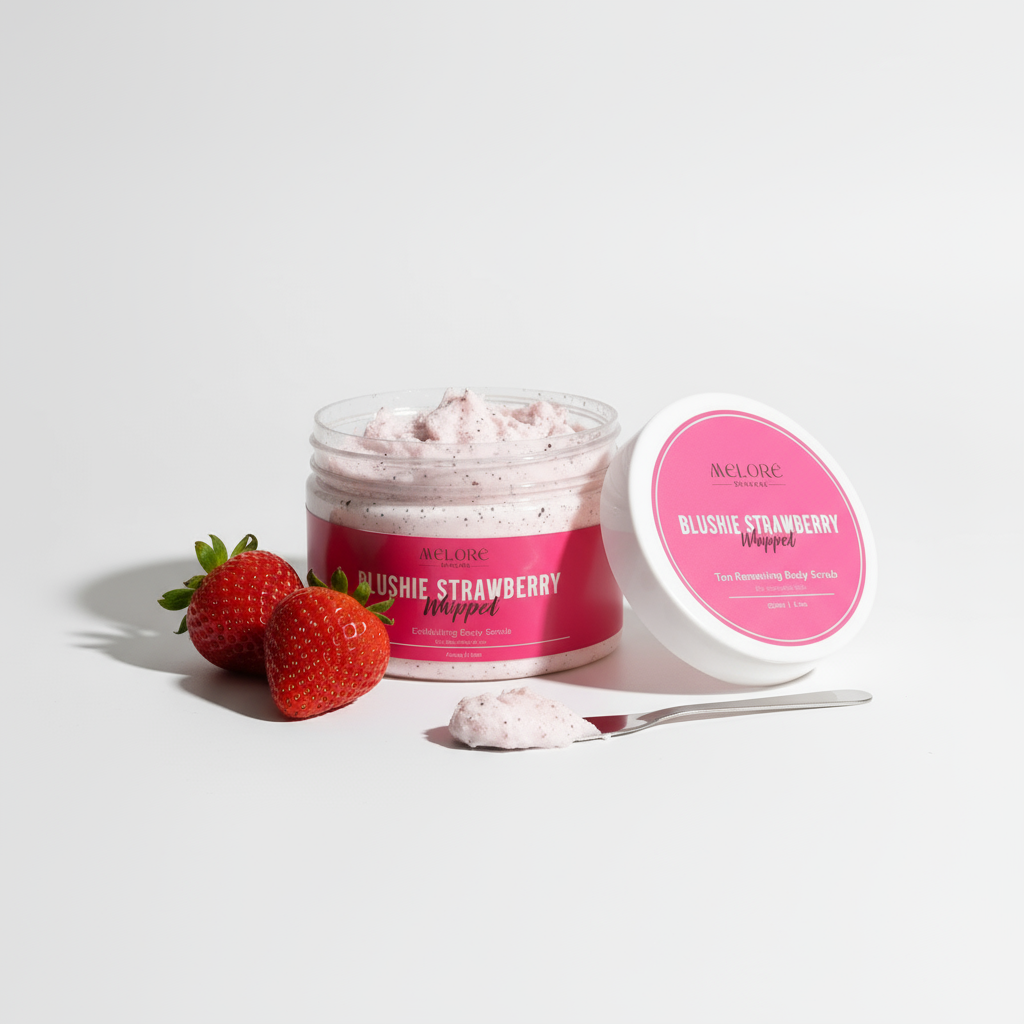 🍓Blushie Strawberry Whipped - 250g Exfoliating Body Scrub For Sensitive Skin- Infused with Glycolic Acid (AHA)🍓