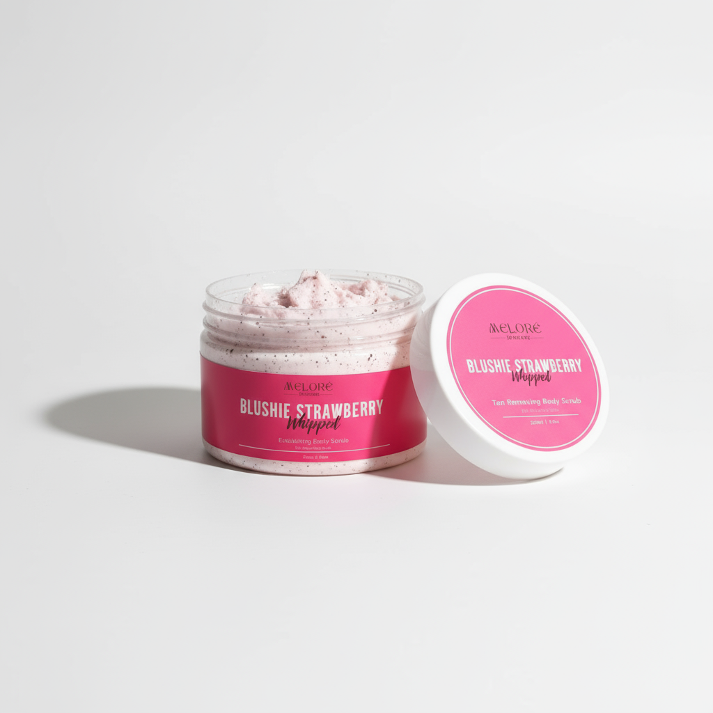🍓Blushie Strawberry Whipped - 250g Exfoliating Body Scrub For Sensitive Skin- Infused with Glycolic Acid (AHA)🍓