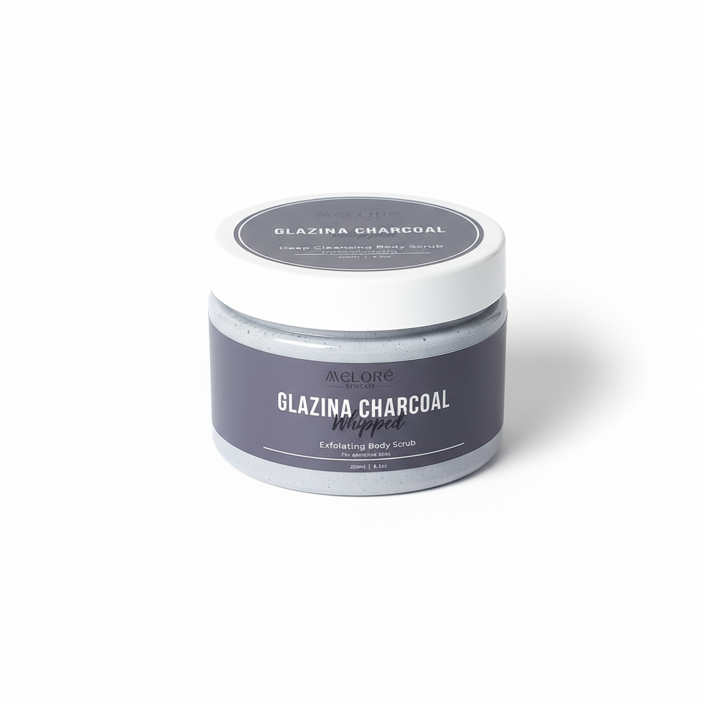 🌃🌟Glazina Charcoal Whipped - 250g Exfoliating Body Scrub For Sensitive Skin - Infused with Glycolic Acid (AHA) 🌃🌟